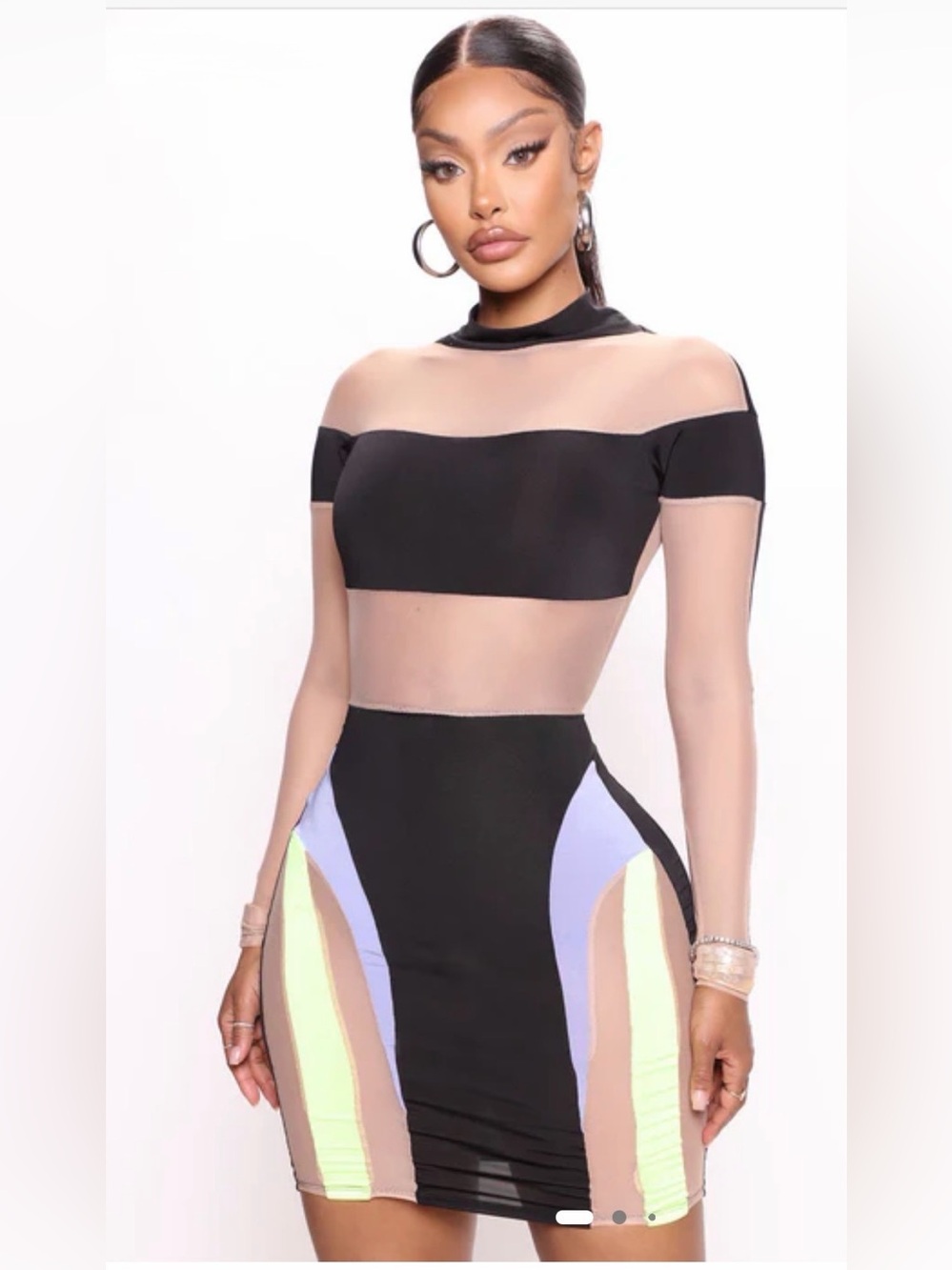 Fashion Nova Women’s Black Sheer Panel Dress NWT